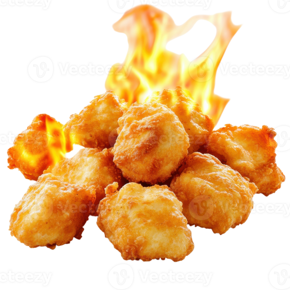Crispy Golden Fried Chicken Nuggets on transparent background. png