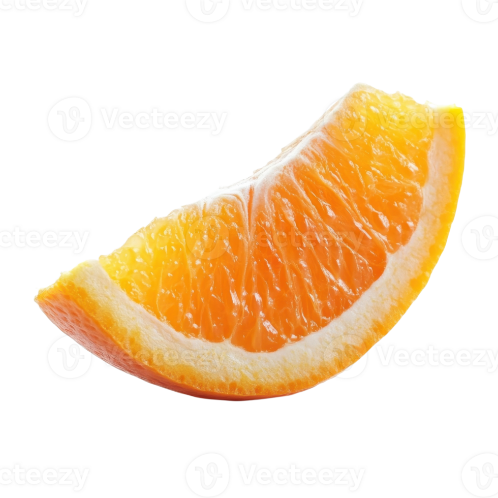 Juicy Orange Slice on White on transparent background. png