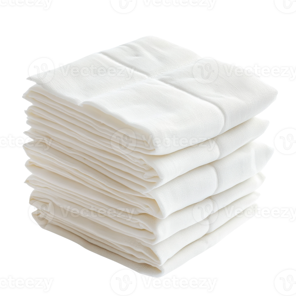 Medical Gauze Pads Clean Stack on transparent background. png