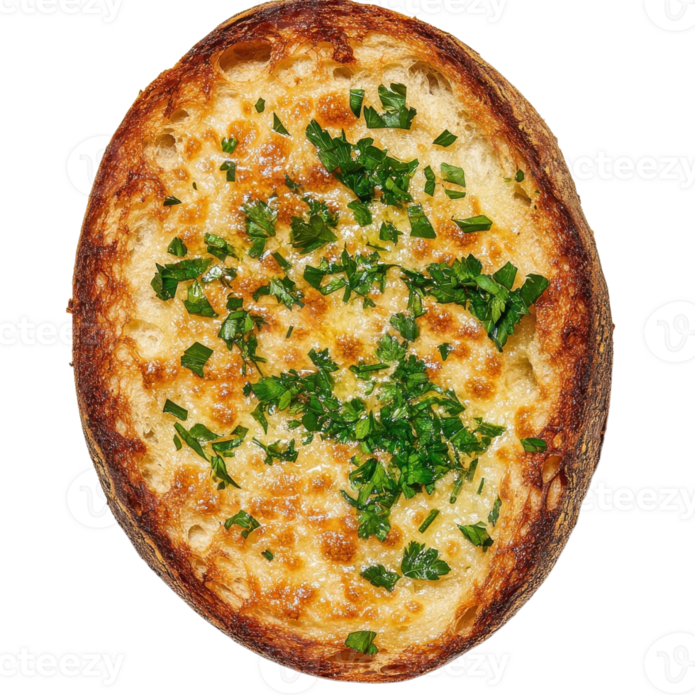 Golden Crust Garlic Bread on transparent background. png