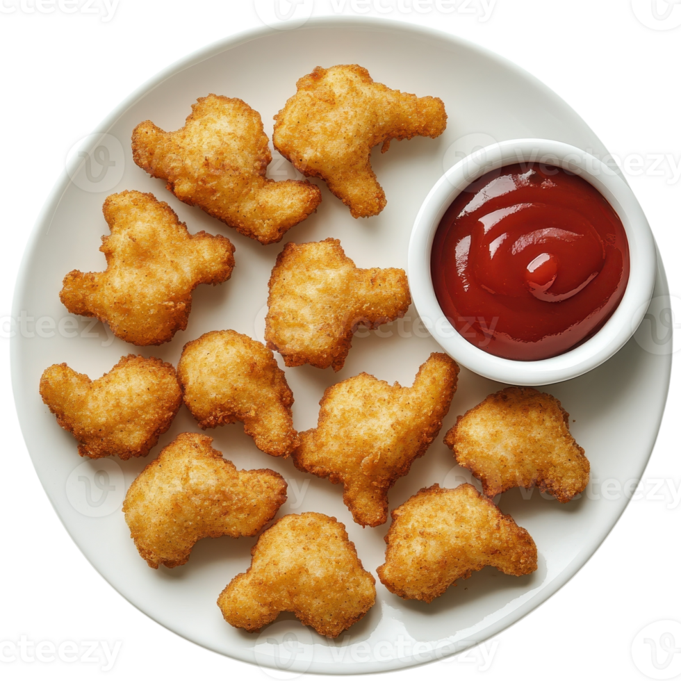 Crispy Fried Dinosaur Nuggets on transparent background. png