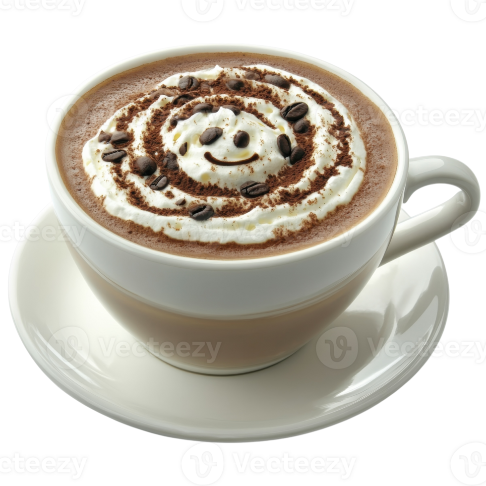 Cappuccino Coffee Cup Mockup on transparent background. png