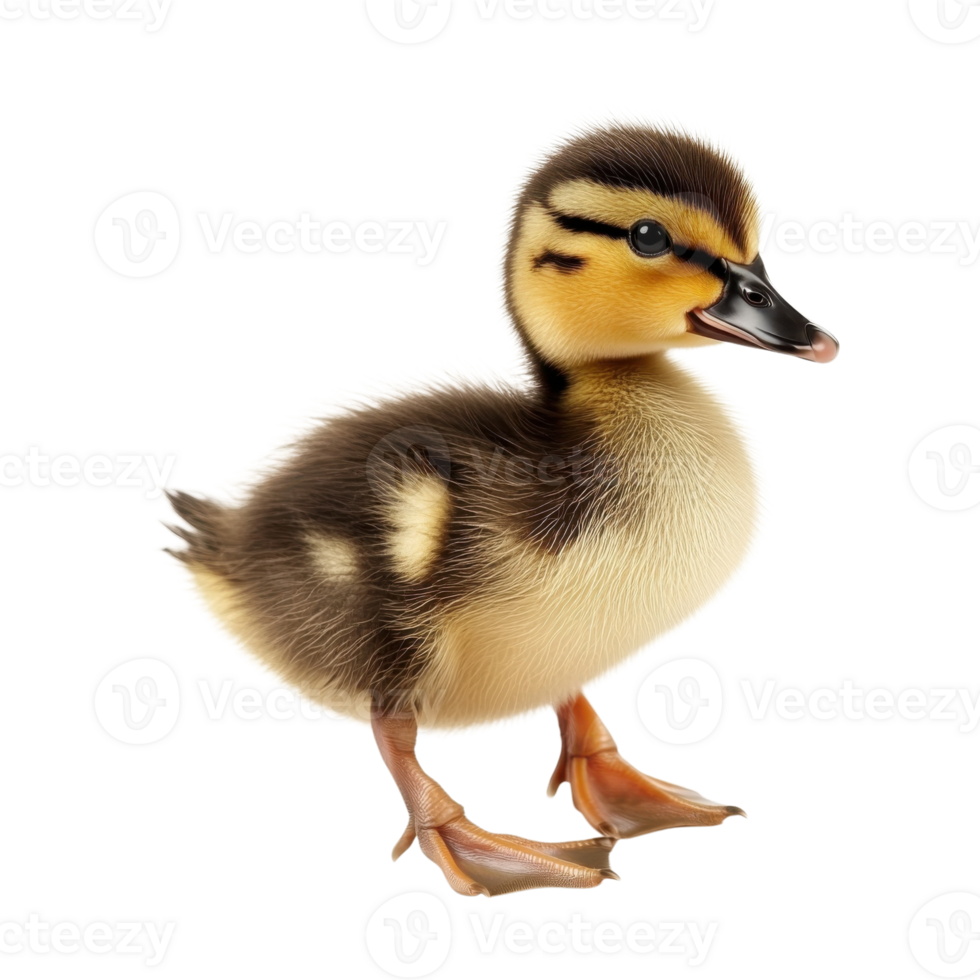 Cute Fluffy Duckling Walking on transparent background. png