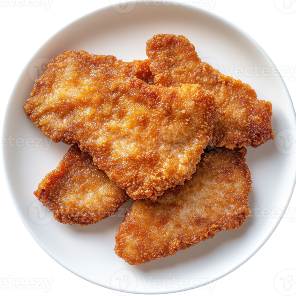 Delicious Crispy Fried Pork Cutlets on transparent background. png