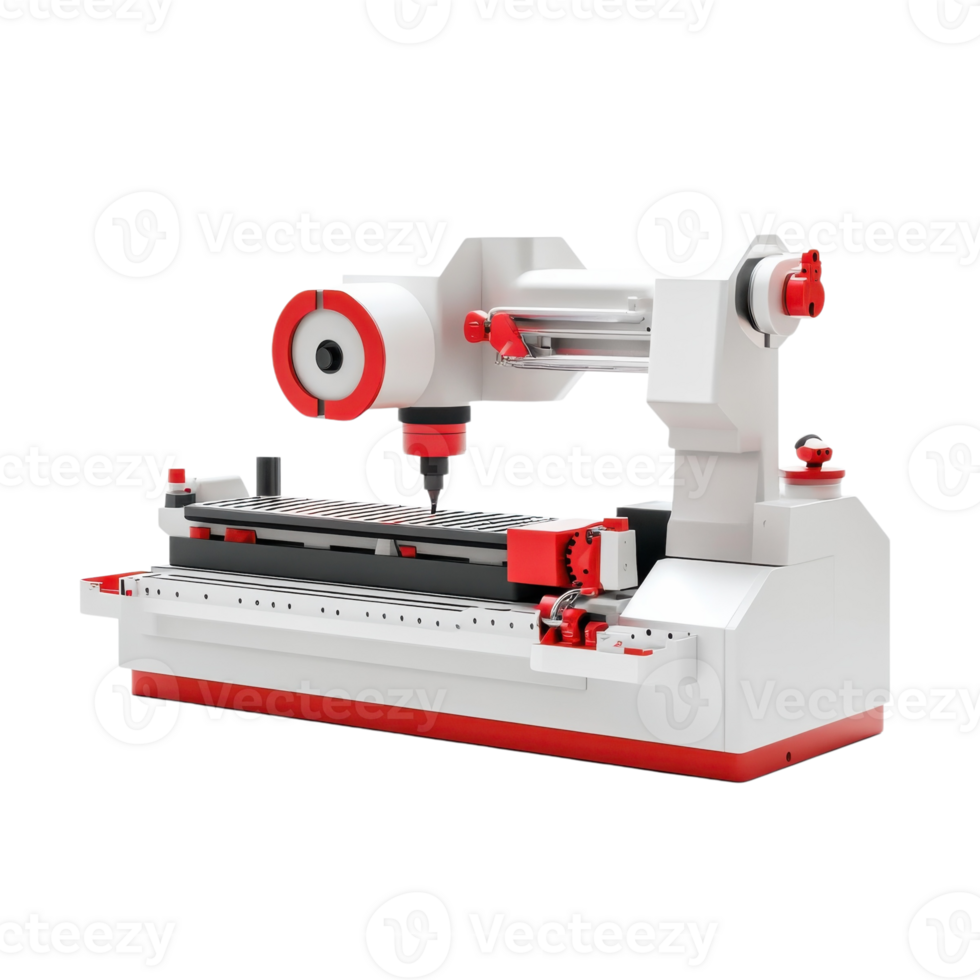 White Red Machine Studio Shot on transparent background. png