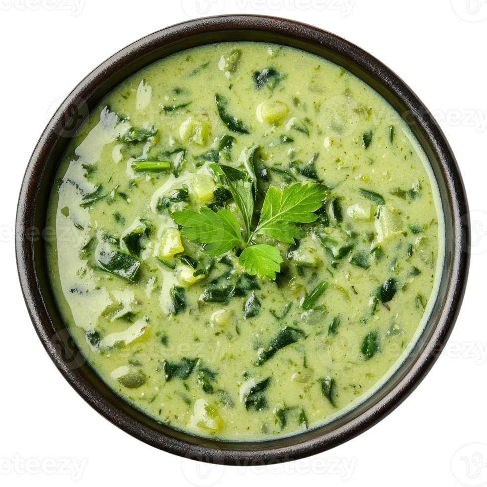 Delicious Methi Matar Malai Dish on transparent background. png