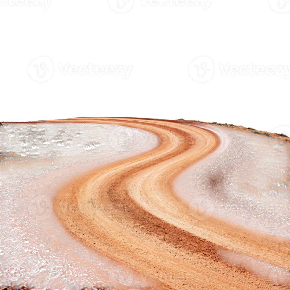 Winding Red Dirt Road in Desert on transparent background. png