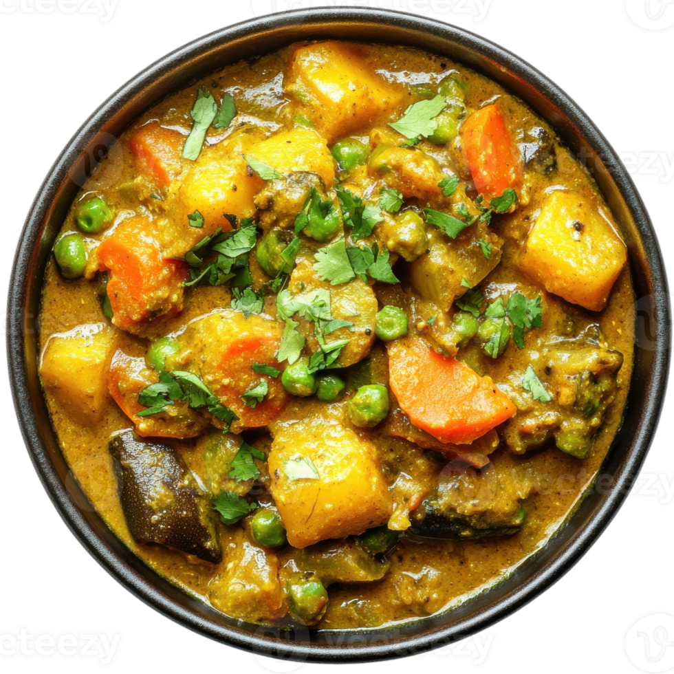 Delicious Vegetable Korma Recipe on transparent background. png