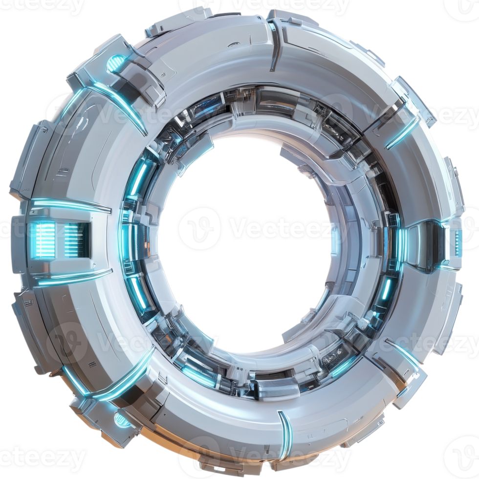 Futuristic Teleportation Device on transparent background. png