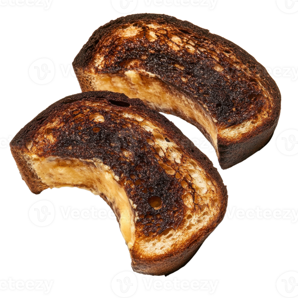 Golden Brown Toasted Bread Slices on transparent background. png