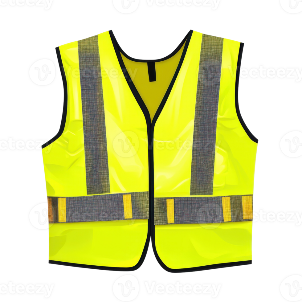 High Visibility Safety Vest on transparent background. png