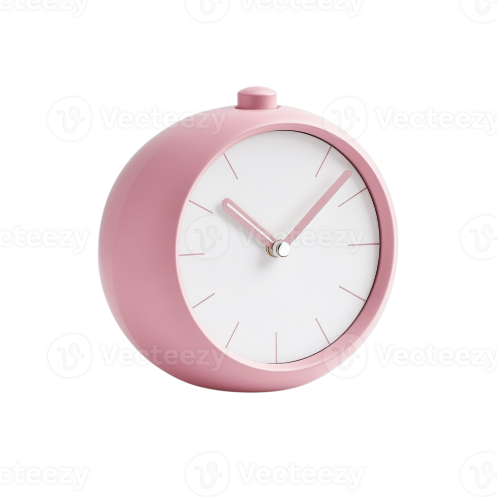 Pink Alarm Clock White Background on transparent background. png