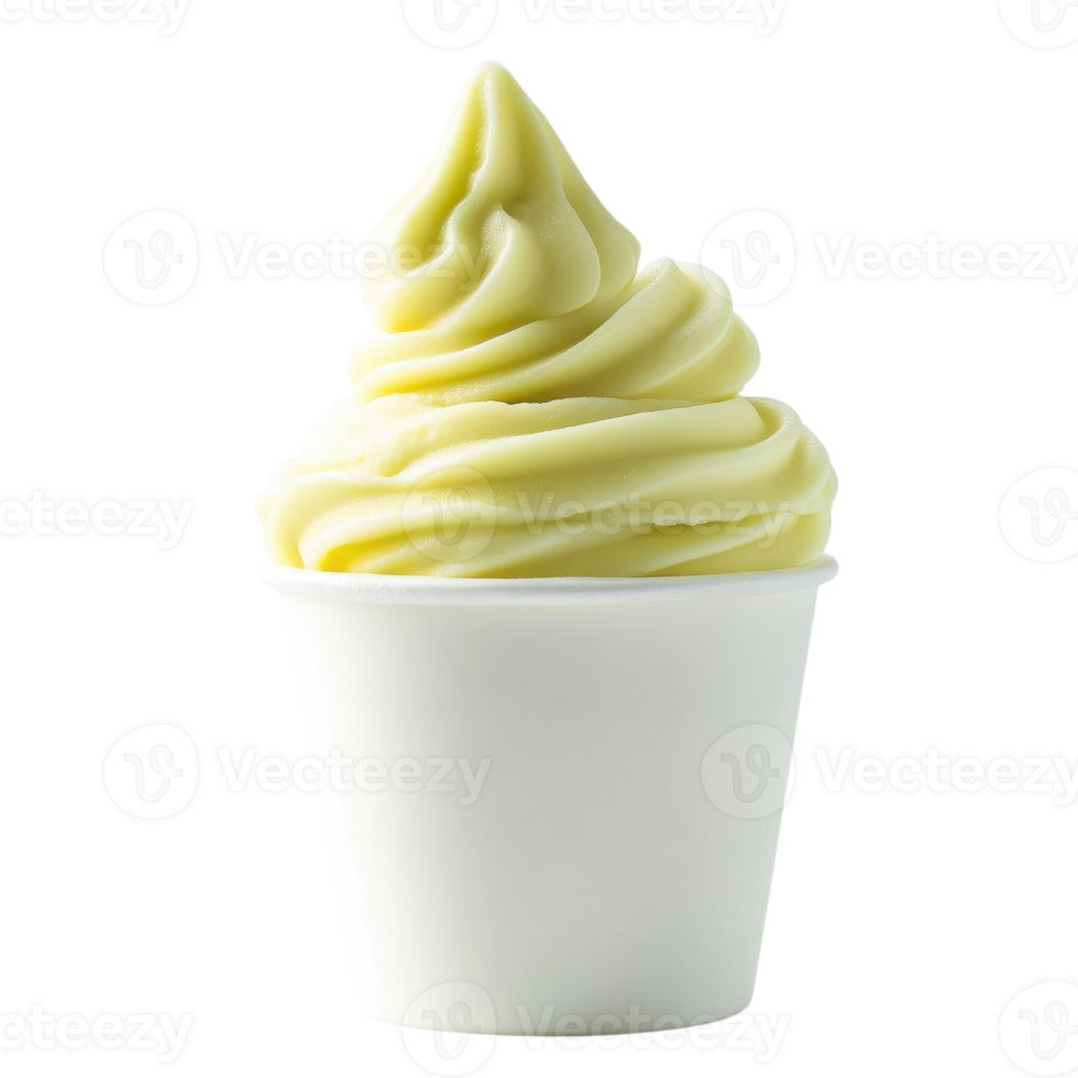 Pineapple Basil Sorbet Soft Serve on transparent background. png