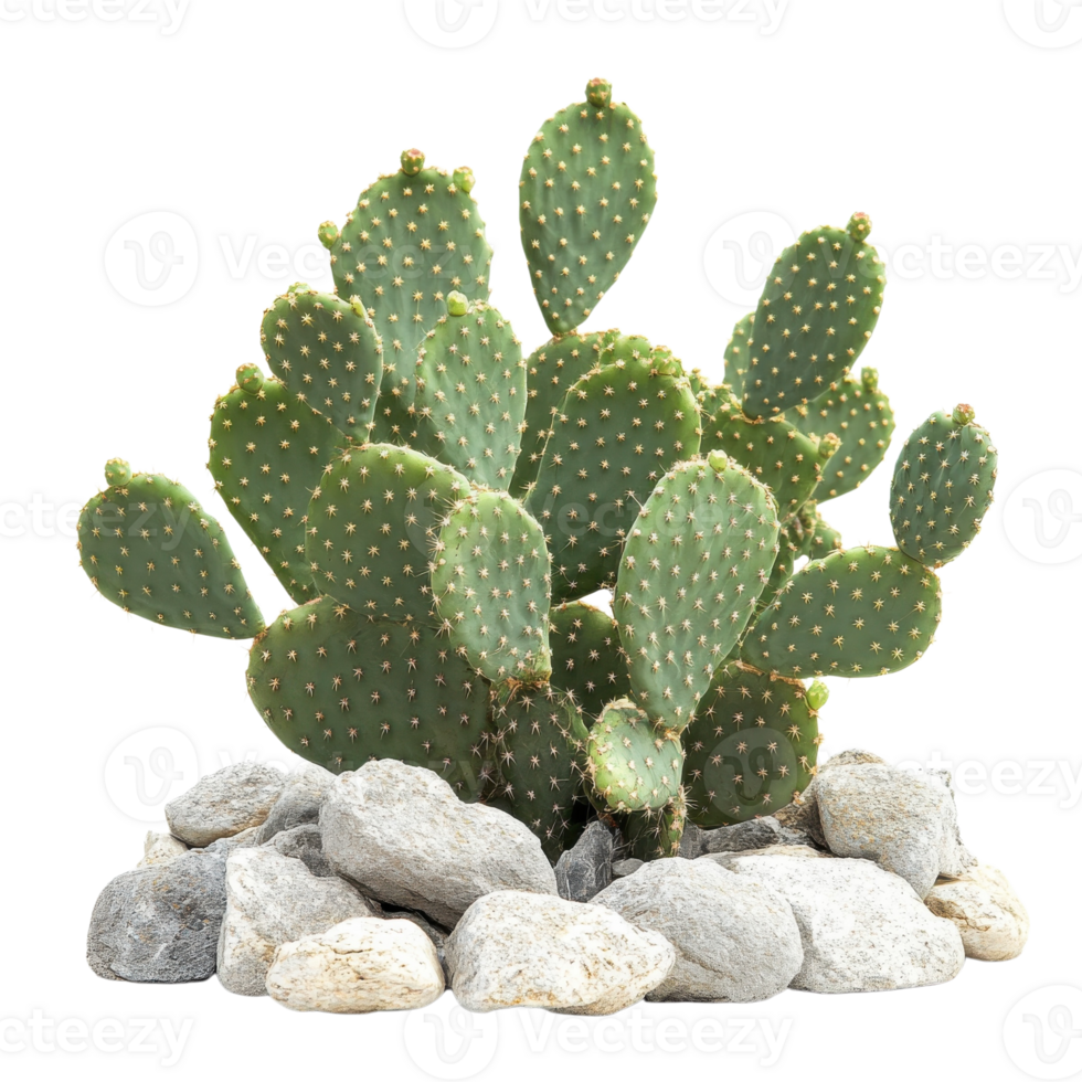 Prickly Pear Cactus in Arid Landscape on transparent background. png