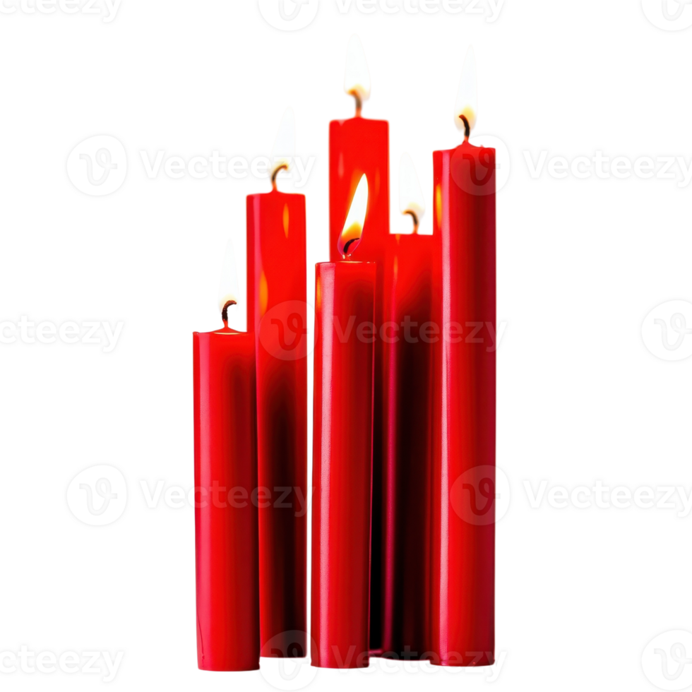 Red Candles Romantic Setting on transparent background. png