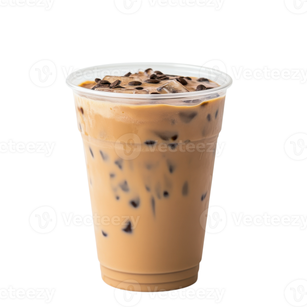Refreshing Iced Coffee Beverage on transparent background. png
