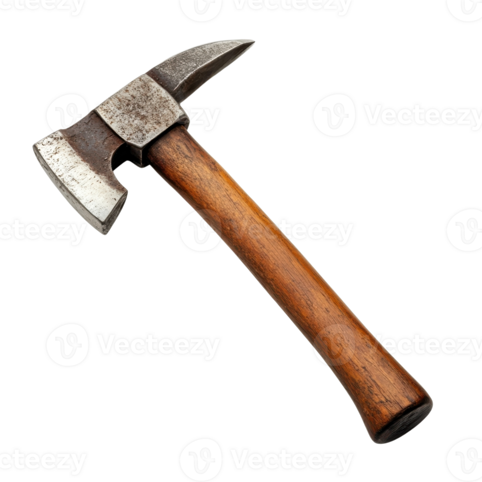 Rustic Vintage Wood Axe Tool on transparent background. png