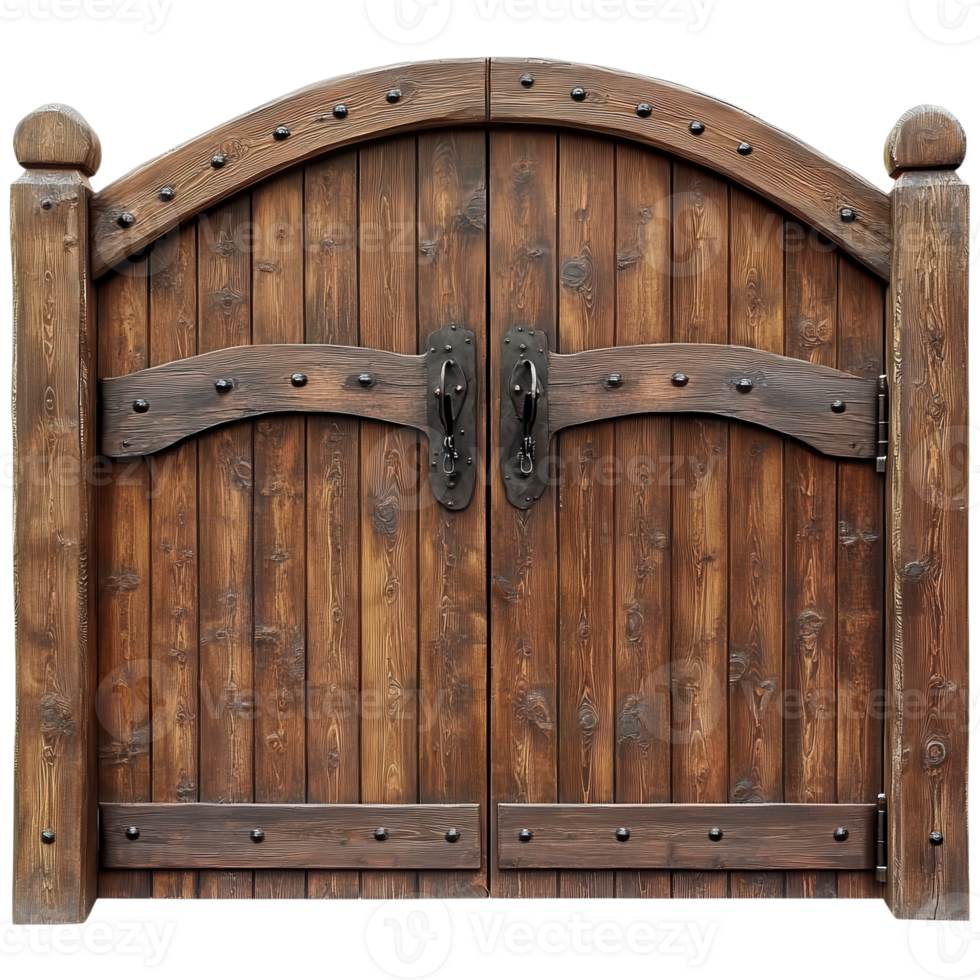 Rustic Wooden Arch Gates on transparent background. png