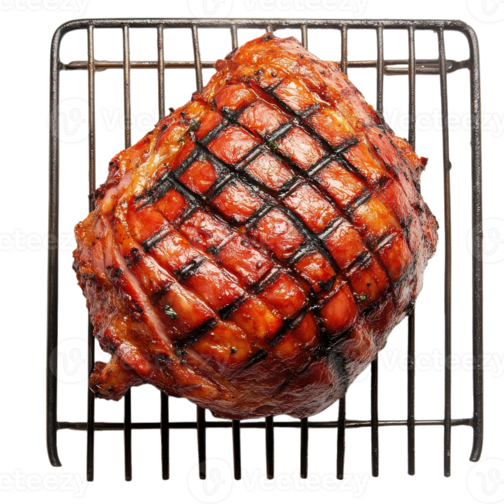 Smoked Ham Steak Grill Ready on transparent background. png