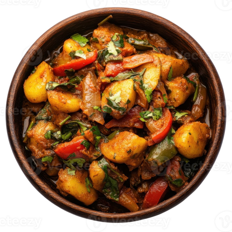 Spicy Veg Kolhapuri in Bowl on transparent background. png