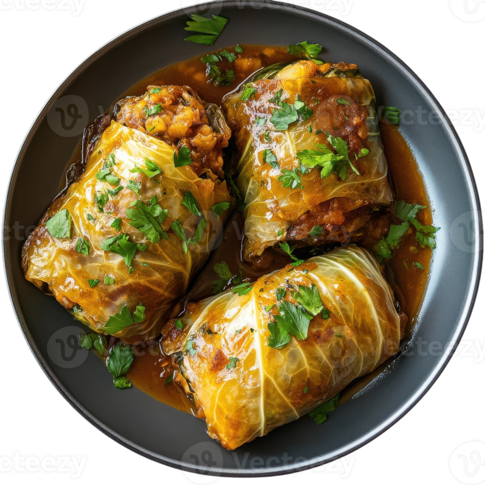 Stuffed Cabbage Dish White Background on transparent background. png