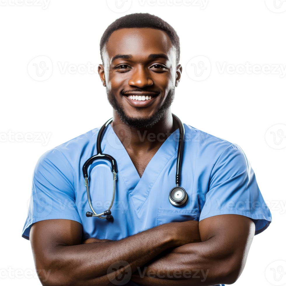 African Portrait Handsome Man on transparent background. png