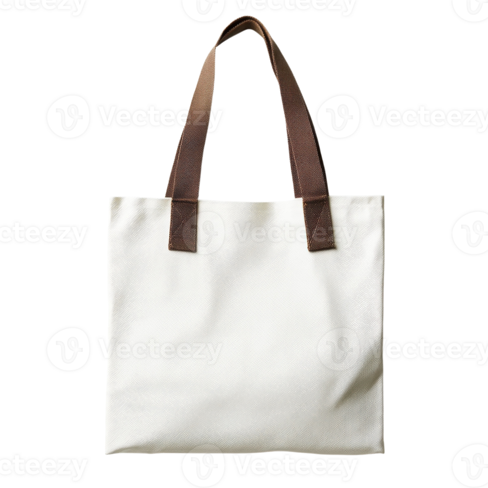 White Canvas Tote Bag Mockup on transparent background. png