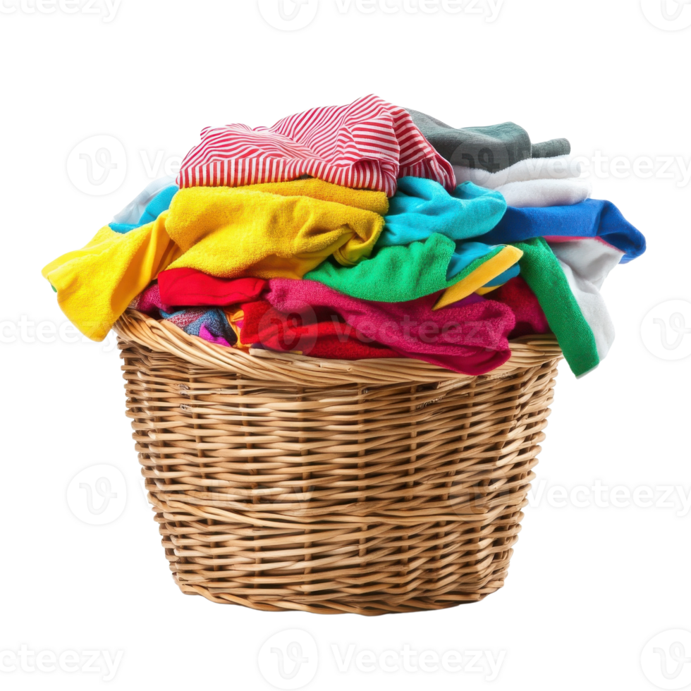 Clothes in Laundry Basket on transparent background. png