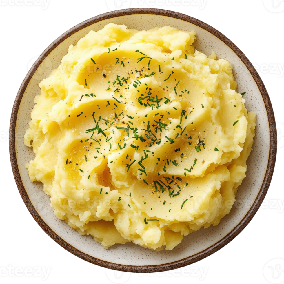 Delicious Creamy Mashed Potatoes on transparent background. png