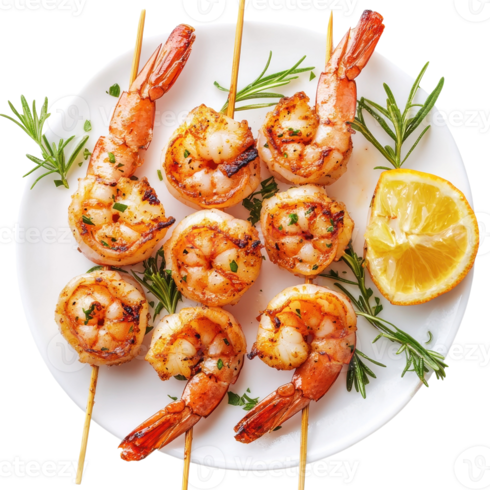 Delicious Grilled Shrimp Dish on transparent background. png