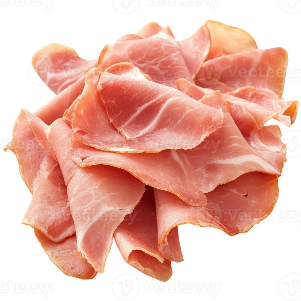 Delicious Ham Slices Ready to Eat on transparent background. png