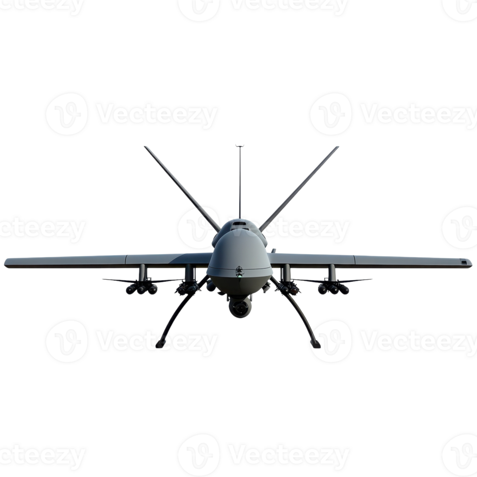 Military Drone Armed for Action on transparent background. png