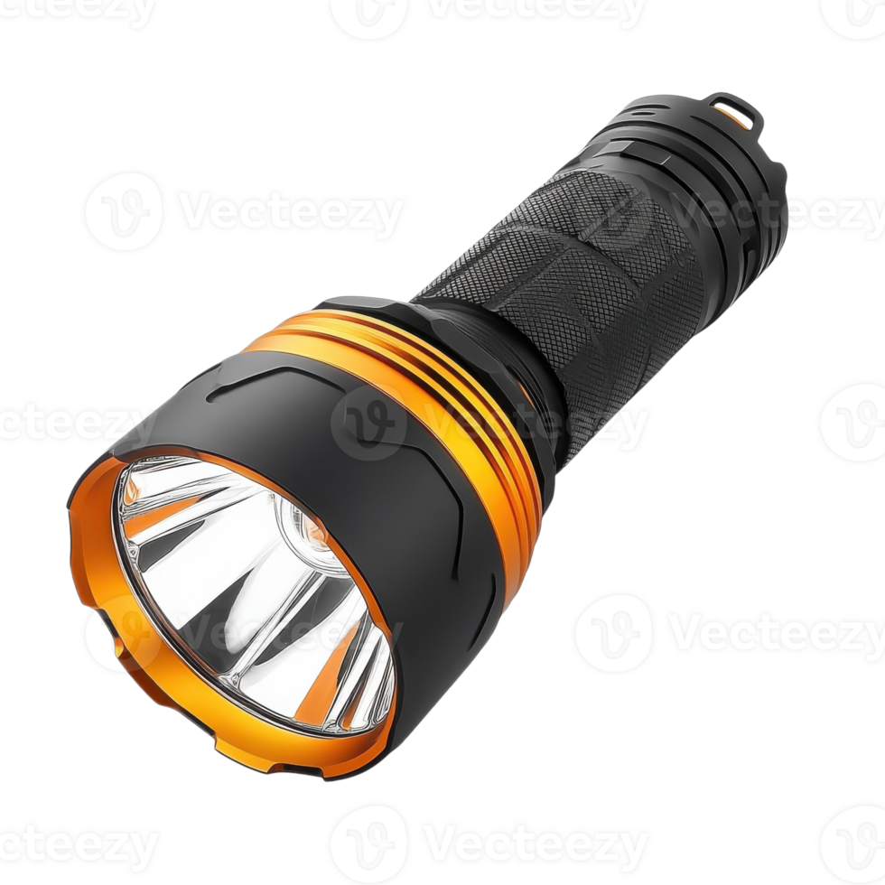 Bright Handheld Flashlight for Outdoors on transparent background. png