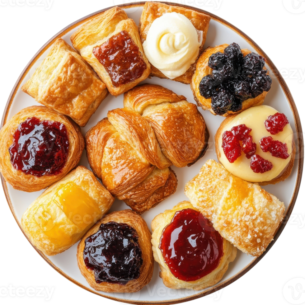 Assorted Pastries on a Plate on transparent background. png