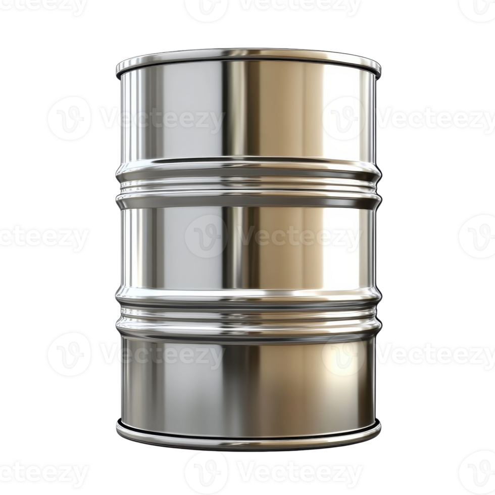 Metallic Barrel Industrial Design on transparent background. png