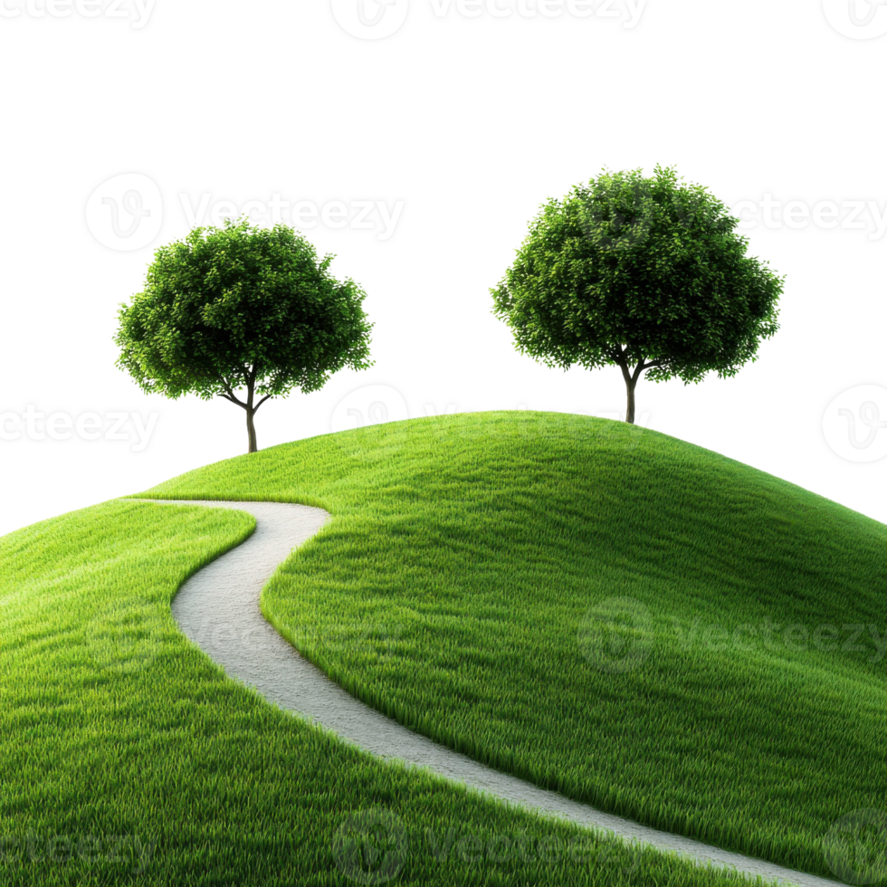 Scenic Landscape Lush Green Trees on transparent background. png