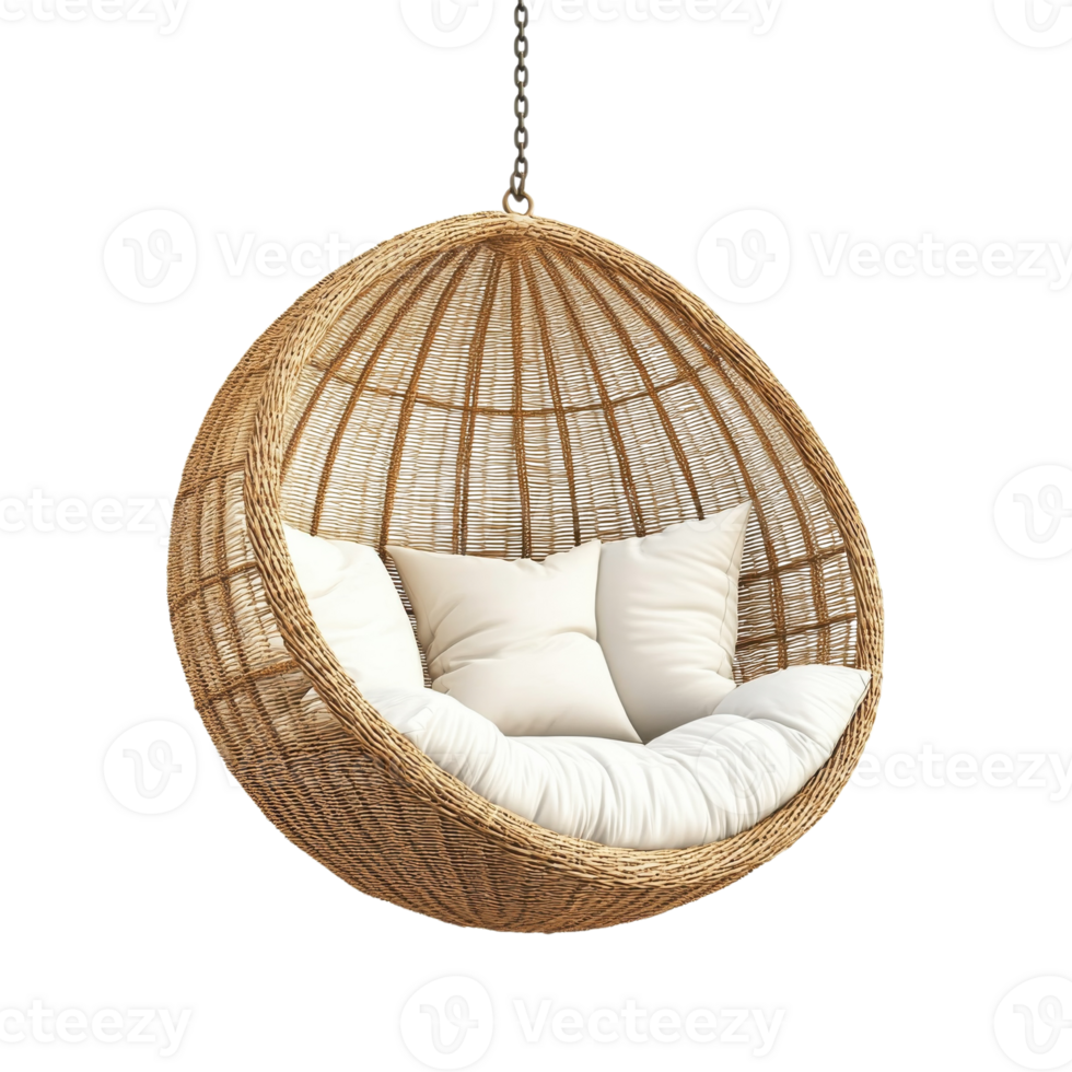 Serene Swinging Egg Chair Escape on transparent background. png