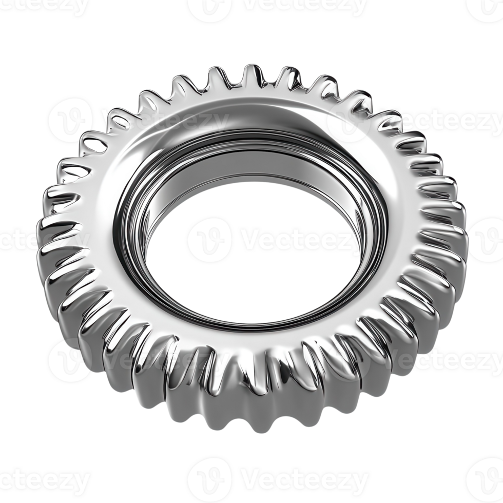 Silver Spring Lock Washer Macro on transparent background. png