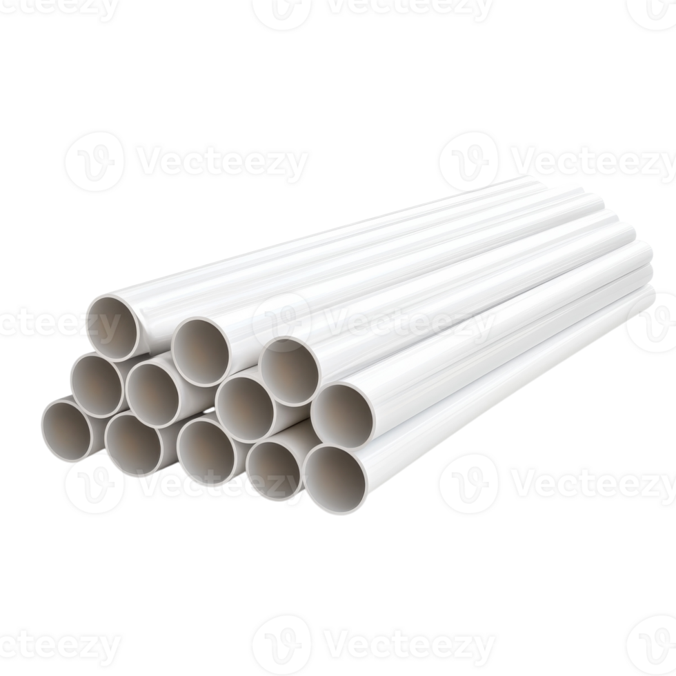 Construction PVC Pipes Stack on transparent background. png