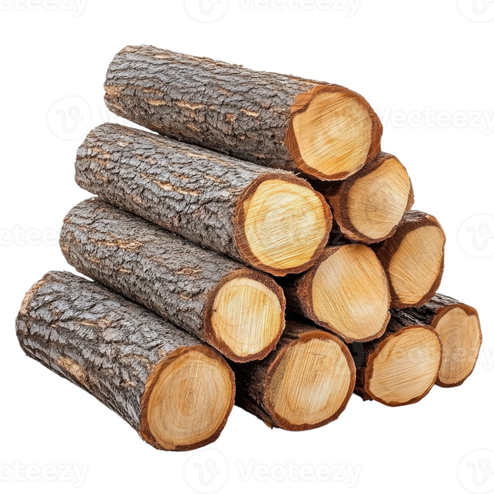 Rustic Wood Logs Stack Natural Texture on transparent background. png