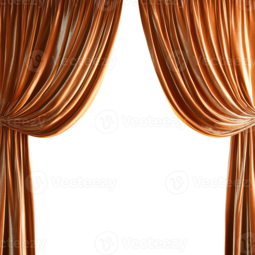 Velvet Curtain Elegant Drape on transparent background. png