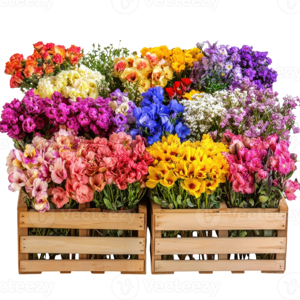 Vibrant Colorful Flower Display on transparent background. png
