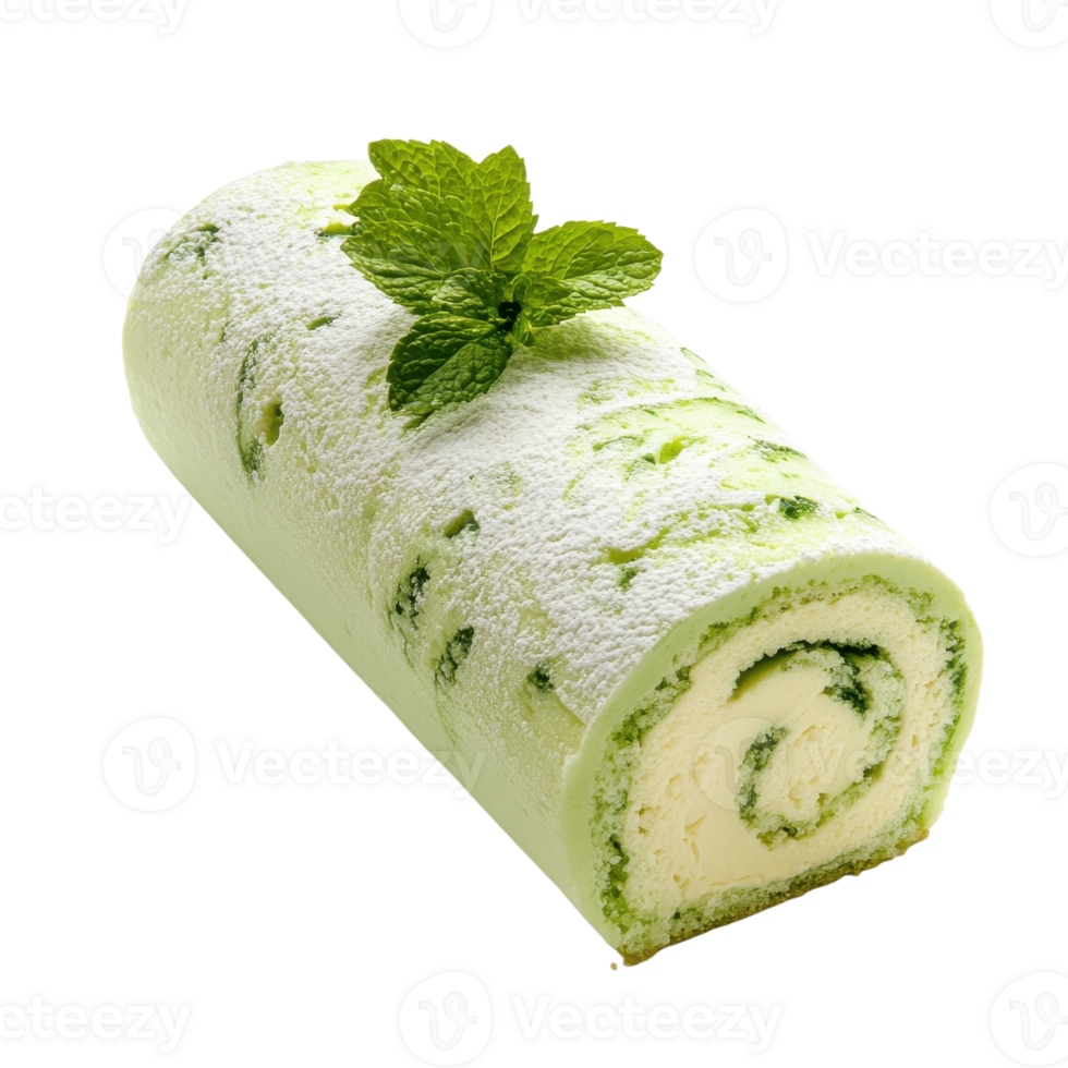 Mint Mojito Swiss Roll Dessert on transparent background. png