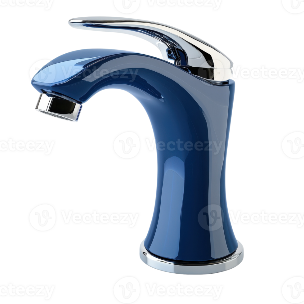 Modern Chrome Bathroom Faucet on transparent background. png