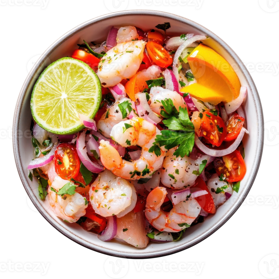 Seafood Ceviche Dish on transparent background. png