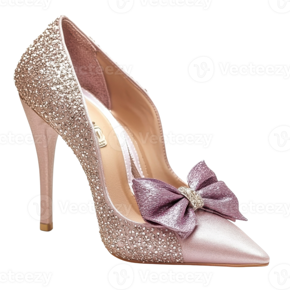 Elegant High Heeled Bow Shoes on transparent background. png