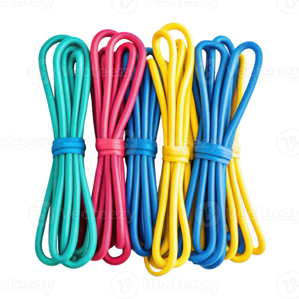 Colorful Jump Ropes Fitness Workout on transparent background. png
