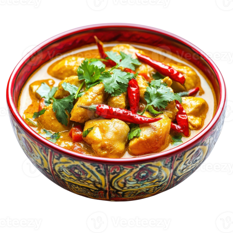 Chicken Curry Dish on transparent background. png