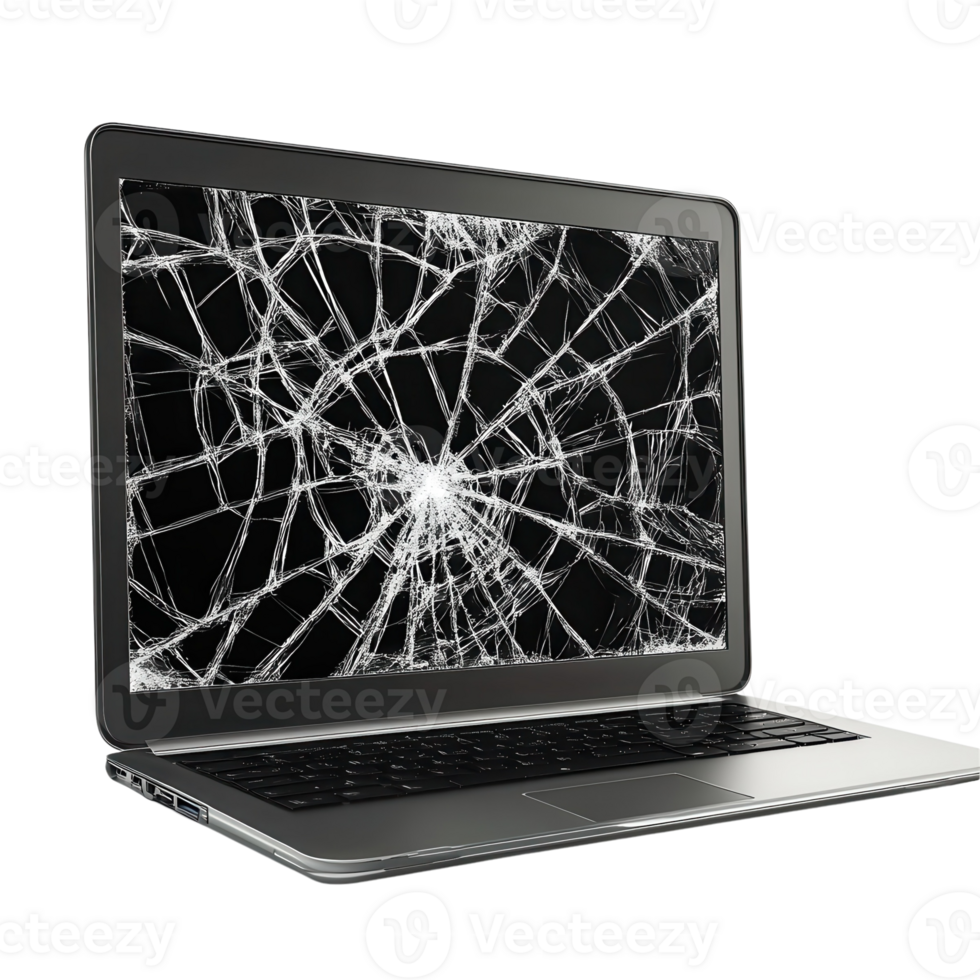 Broken Laptop Screen Repair on transparent background. png