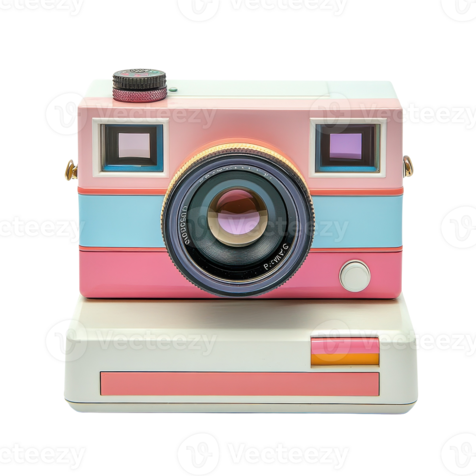 Vintage Polaroid Camera Product Shot on transparent background. png
